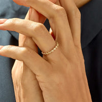 Gold Plated Sterling Silver Tree Leaf Band Ring