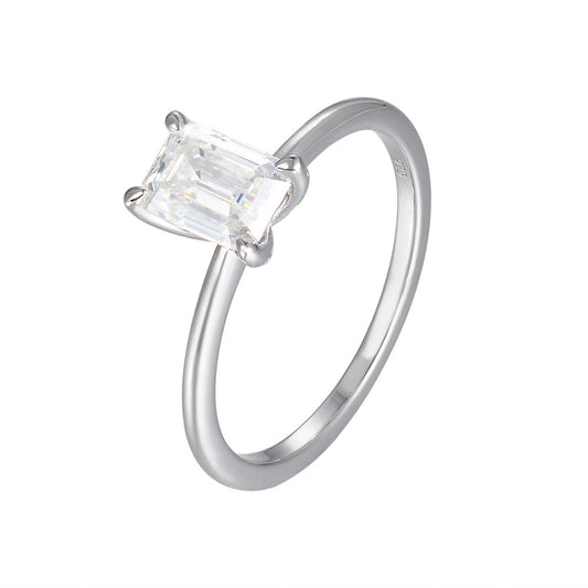 Emerald Cut Moissanite Solitaire Ring