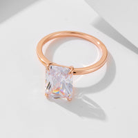 Emerald Cut Eternity Silver Engagement Ring Set