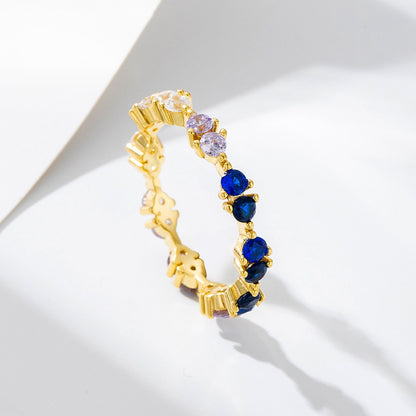 Sterling Silver Created Blue Sapphire Eternity Ring