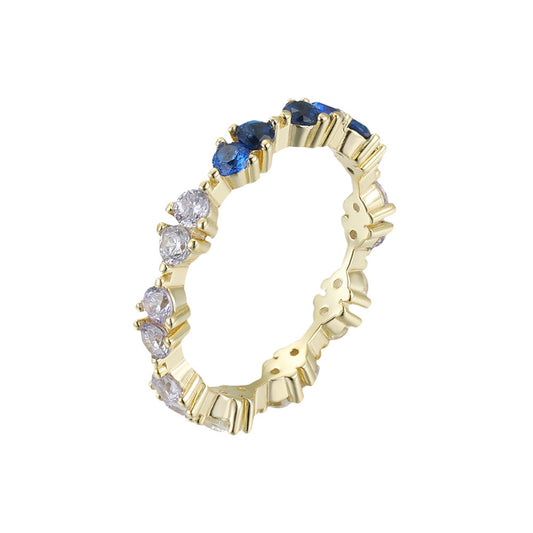 Sterling Silver Created Blue Sapphire Eternity Ring