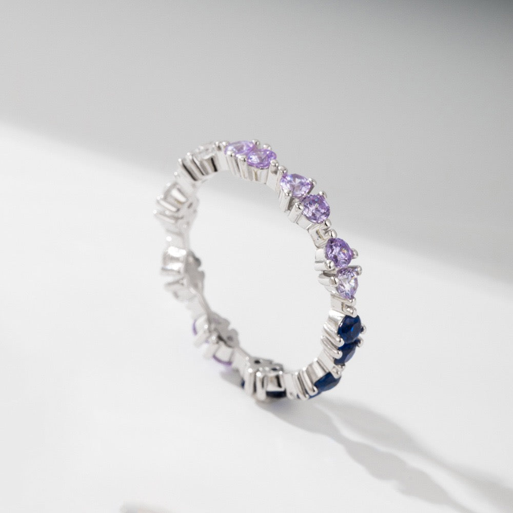 Sterling Silver Created Blue Sapphire Eternity Ring