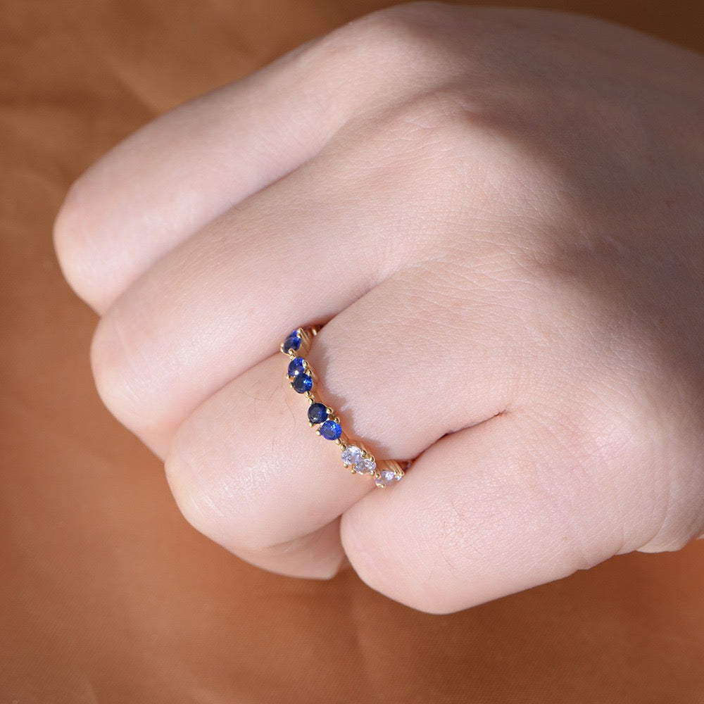 Sterling Silver Created Blue Sapphire Eternity Ring