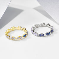 Sterling Silver Created Blue Sapphire Eternity Ring
