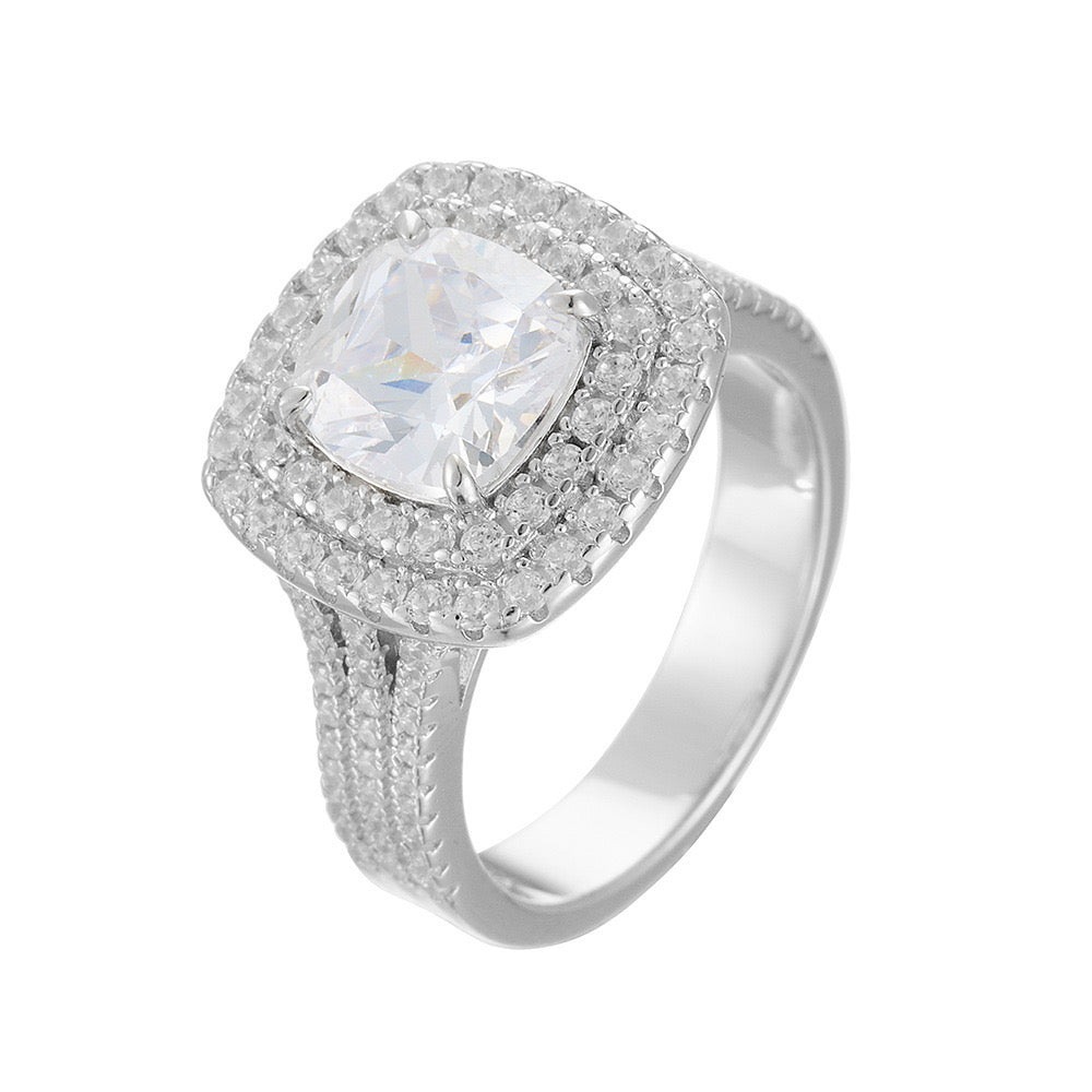 Sterling Silver Timeless Wedding Ring with Cubic Zirconia