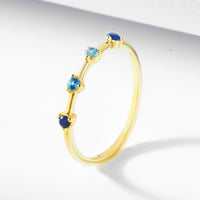 Sterling Silver Created Sapphire and Blue Topaz Stackable Ring