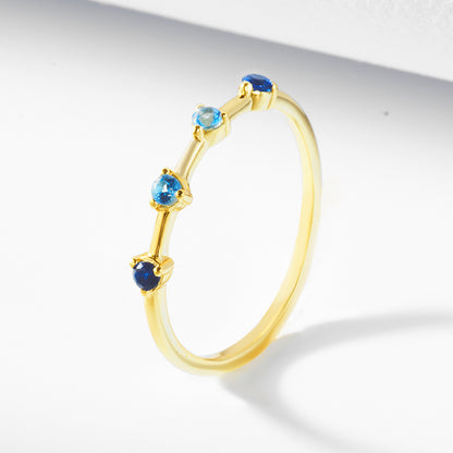 Sterling Silver Created Sapphire and Blue Topaz Stackable Ring