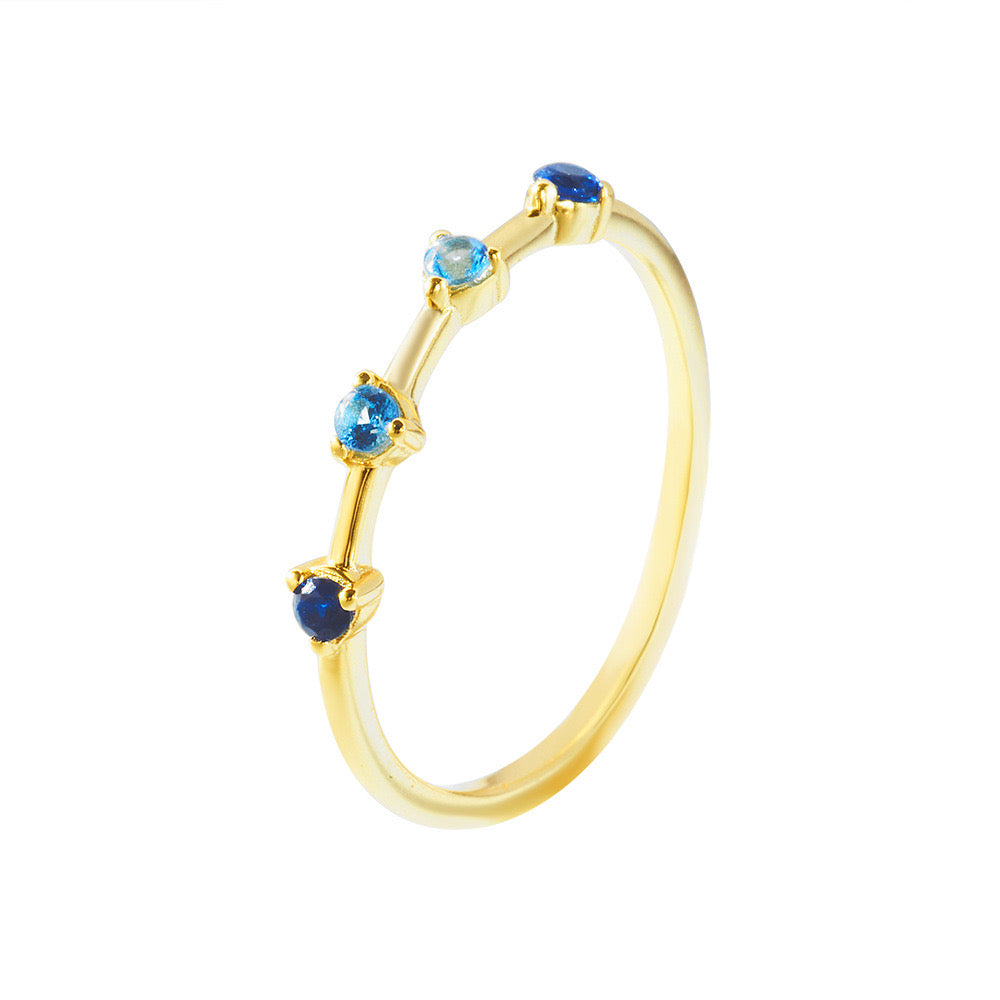 Sterling Silver Created Sapphire and Blue Topaz Stackable Ring