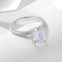 Emerald Cut Eternity Band Ring Set in Sterling Silver