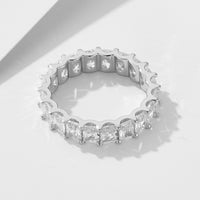 Emerald Cut Eternity Band Ring Set in Sterling Silver