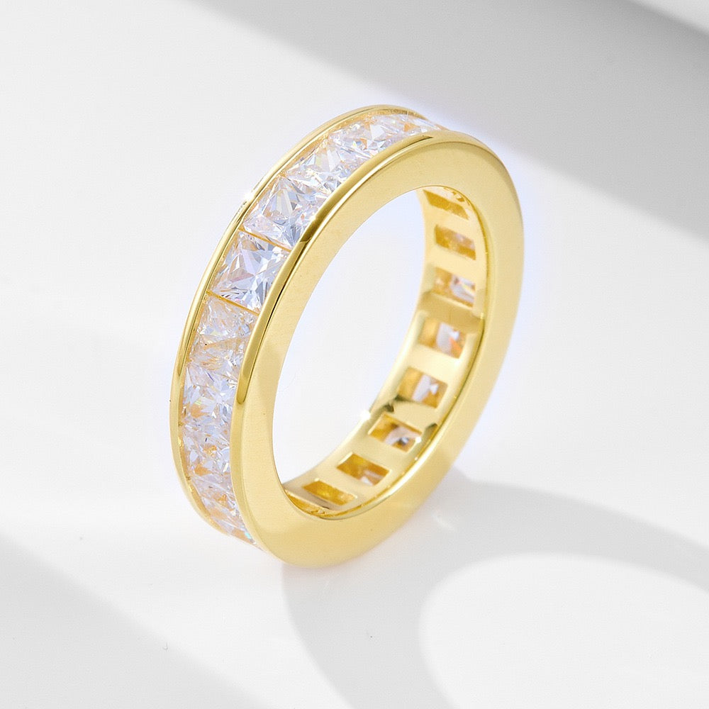 Gold Plated Engagement Eternity Band Ring