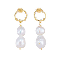 Sterling Silver Double Baroque Pearl Drop Earrings