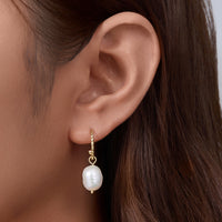 Gold Plated Irregular Pearl Earrings