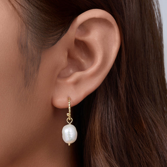 Gold Plated Irregular Pearl Earrings