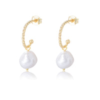 Gold Plated Irregular Pearl Earrings
