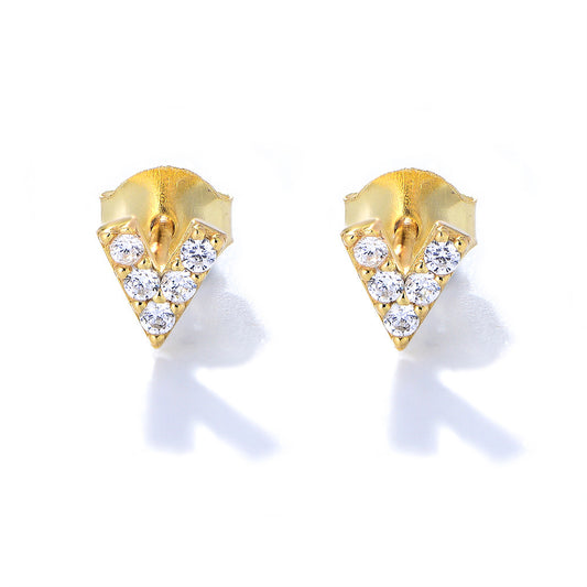 Sterling Silver V Letter Stud Earrings