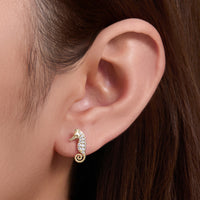 Sterling Silver Seahorse Stud Earrings