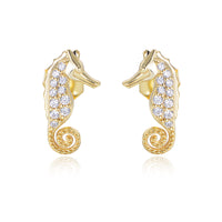 Sterling Silver Seahorse Stud Earrings