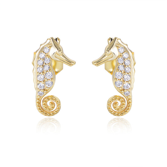 Sterling Silver Seahorse Stud Earrings