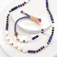 Braided Bracelet with Natural Pearl and Lapis Lazuli Accents