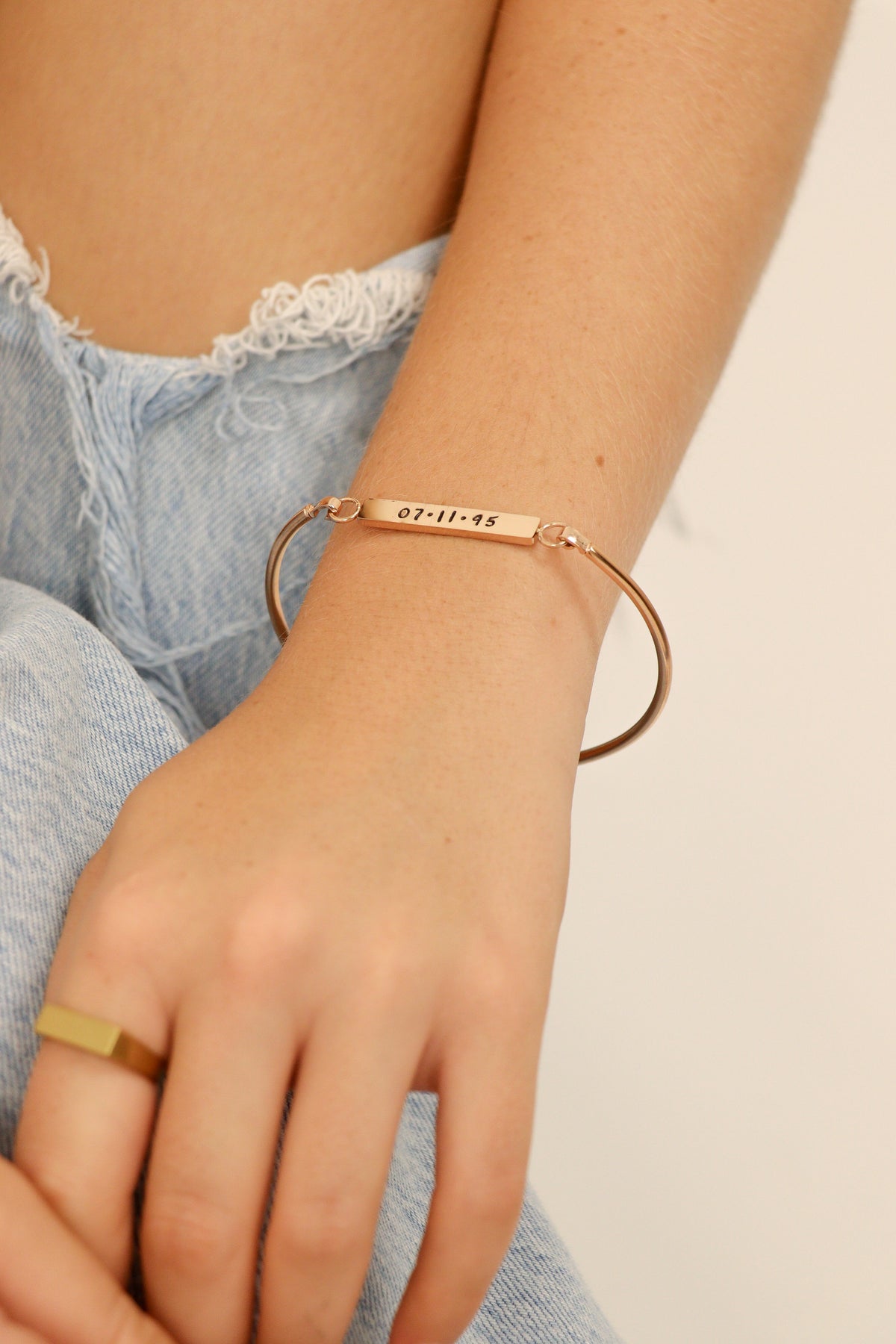 18K Gold PVD Blank Flat Bar Bracelet