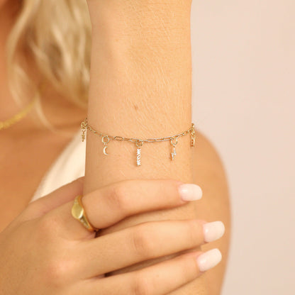 14K Solid Gold Half Moon Charm