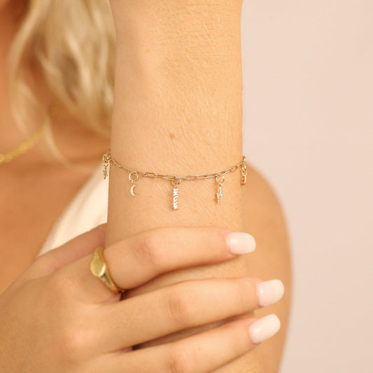 14K Solid Gold Half Moon Charm