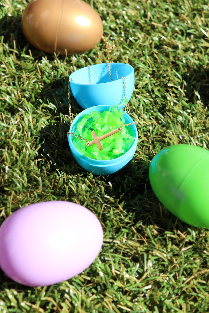 18K Gold PVD Horizontal Cross Necklace