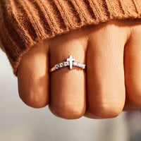 Sterling Silver Cross Engagement Ring