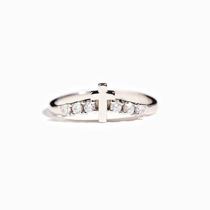 Sterling Silver Cross Engagement Ring