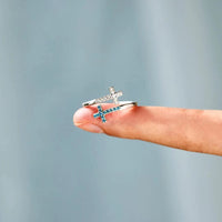 Sterling Silver Double Cross Open Ring