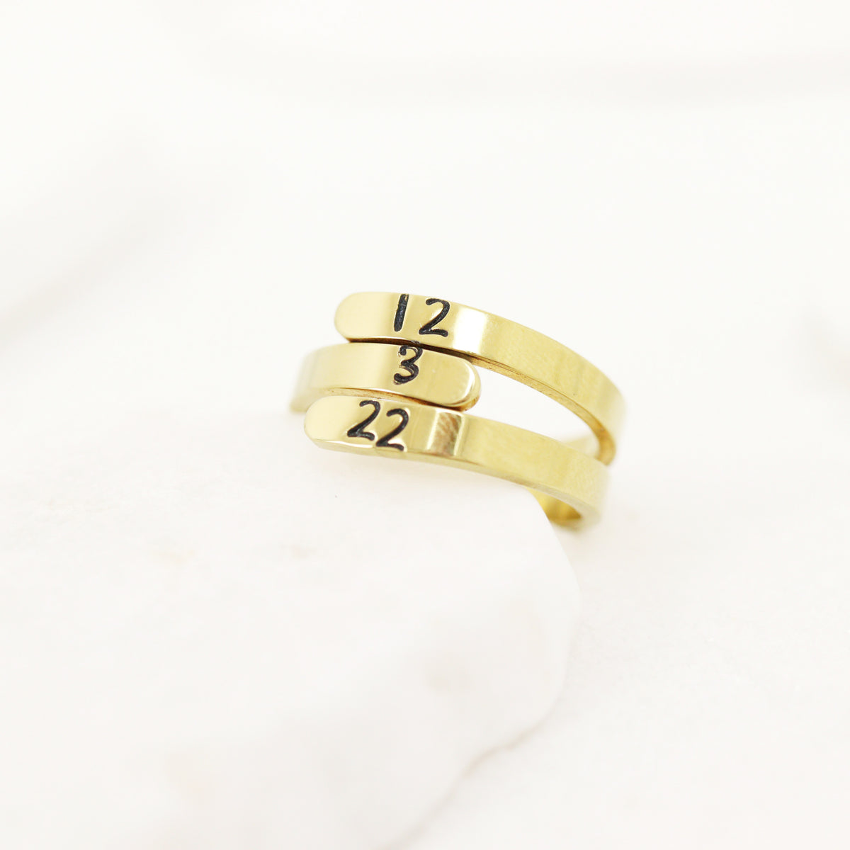 18K Gold PVD 3-Name Wrap Ring