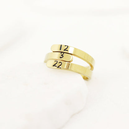 18K Gold PVD 3-Name Wrap Ring
