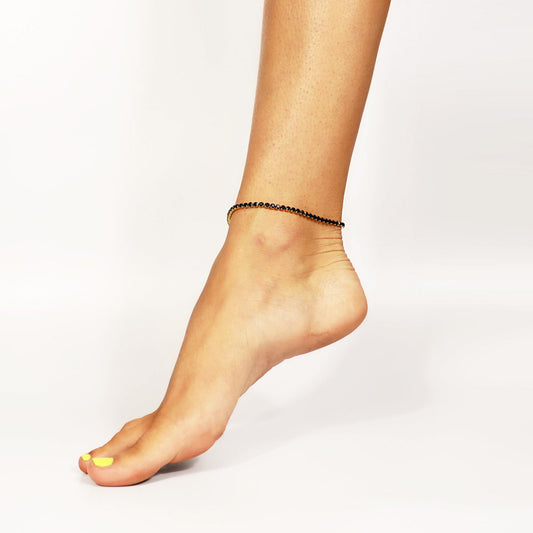 18K Gold PVD Jet Rhinestone Tennis Bracelet