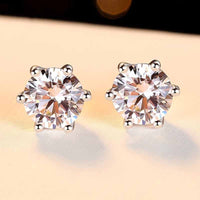 Classic Six-Claw 925 Sterling Silver Stud Earrings