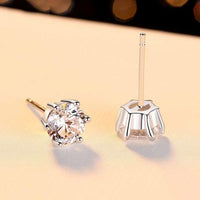 Classic Six-Claw 925 Sterling Silver Stud Earrings