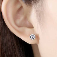 Classic Six-Claw 925 Sterling Silver Stud Earrings