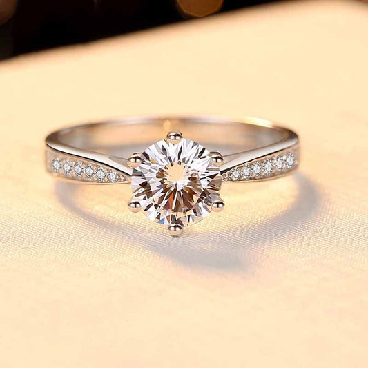 Classic Facets High-Carbon CZ Sterling Silver Ring