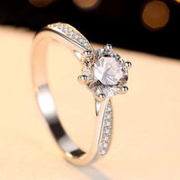 Classic Facets High-Carbon Crystal Sterling Silver Ring