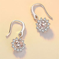 Flower Drop Earrings with Crystal or Moissanite in 925 Sterling Silver