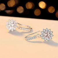 Flower Drop Earrings with Crystal or Moissanite in 925 Sterling Silver