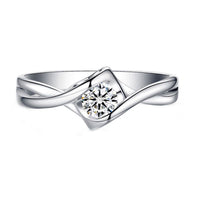 Twisted Heart Ring with High-Carbon CZ/Moissanite, 925 Sterling Silver