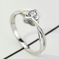 Twisted Heart Ring with High-Carbon CZ/Moissanite, 925 Sterling Silver