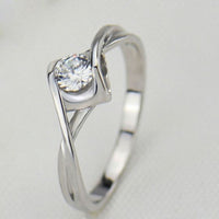 Twisted Heart Ring with High-Carbon CZ/Moissanite, 925 Sterling Silver