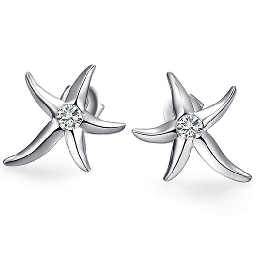 Starfish Cubic Zirconia Sterling Silver Earrings