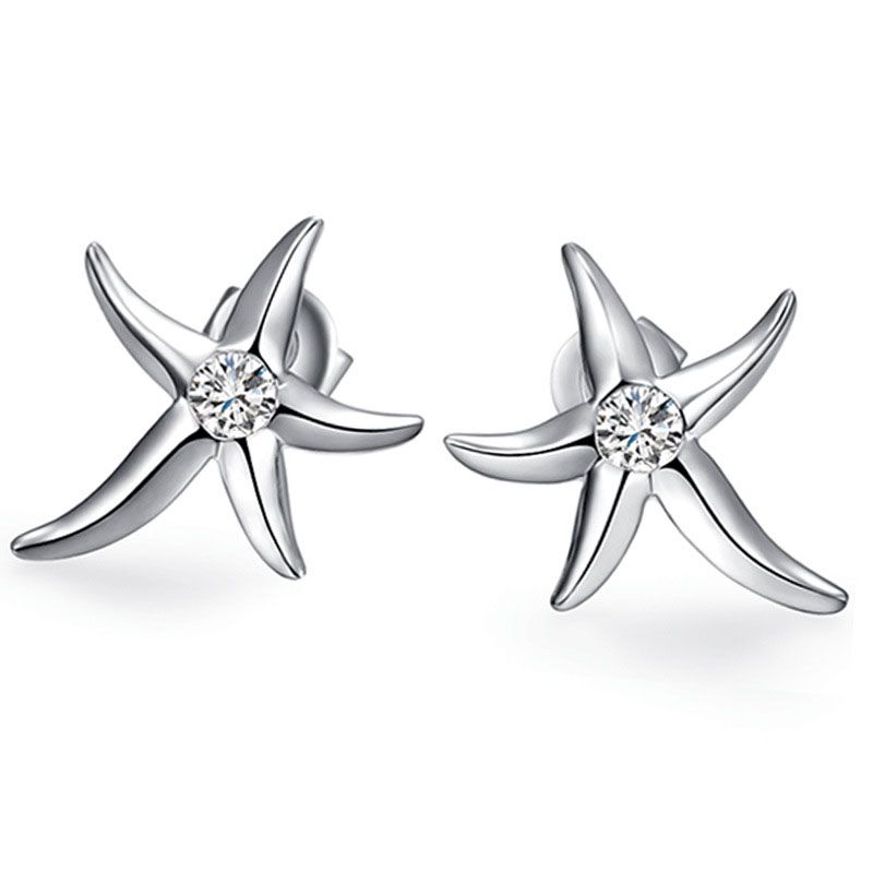 Starfish Cubic Zirconia Sterling Silver Earrings