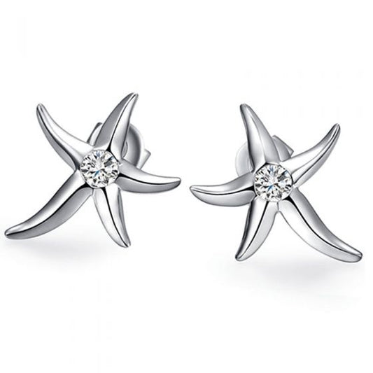Starfish Cubic Zirconia Sterling Silver Earrings