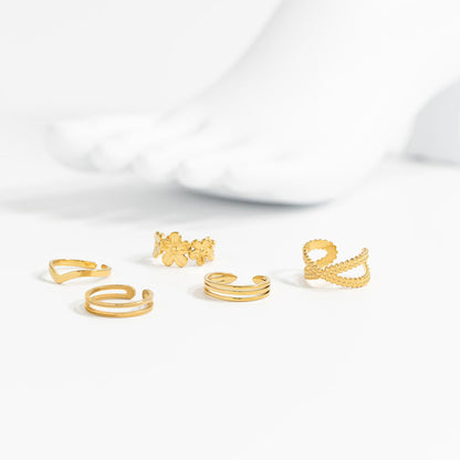 18K Gold PVD Stainless Steel Cross-Over Toe Ring