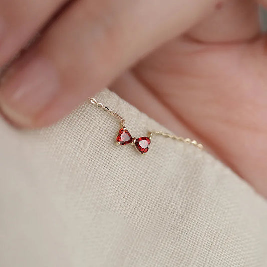 Sterling Silver Red Bow Necklace