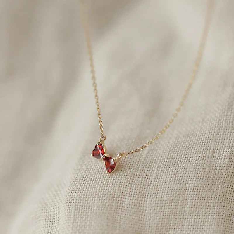 Sterling Silver Red Bow Necklace